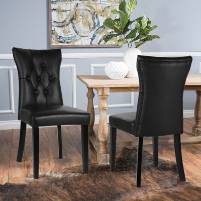 Black pu deals dining chairs