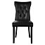 Dining Chair Set of 2 Black PU Leather High Backrest Dining Chairs