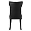 Dining Chair Set of 2 Black PU Leather High Backrest Dining Chairs