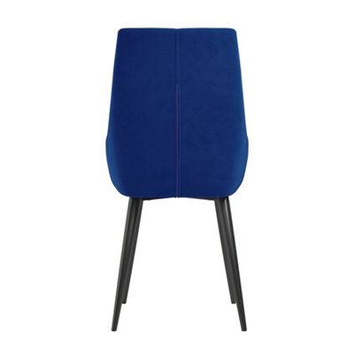 Dining Chair Set of 2 Blue Velvet Upholstered Dining Chairs with Metal Legs