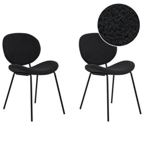 Dining Chair Set of 2 Boucle Black LUANA