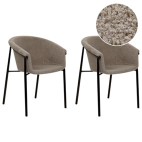 Dining Chair Set of 2 Boucle Taupe AMES