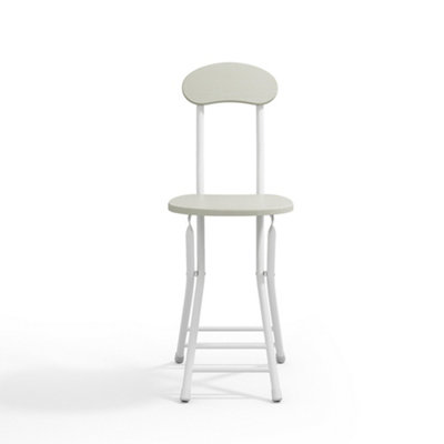 Dining Chair Set of 2 Compact White Wooden Folding Dining Chairs with Metal Legs