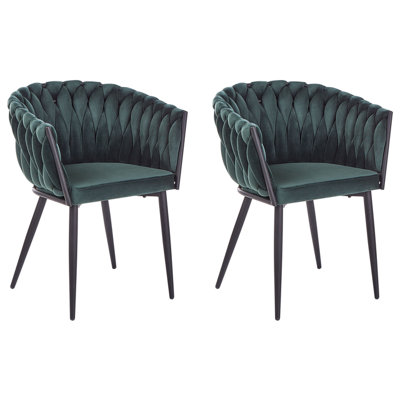 Dining Chair Set of 2 Dark Green MILAN