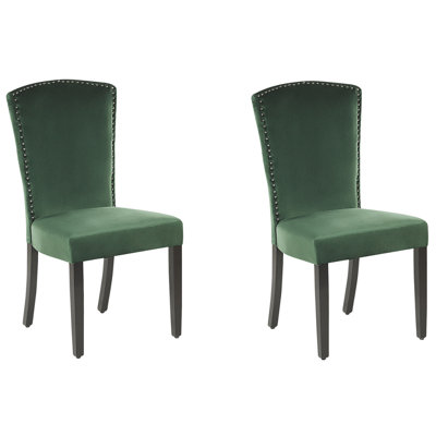 Dining Chair Set of 2 Dark Green PISECO