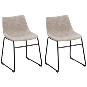 Dining Chair Set of 2 Fabric Beige BATAVIA