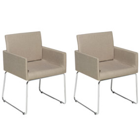 Dining Chair Set of 2 Fabric Beige GOMEZ