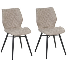 Dining Chair Set of 2 Fabric Beige LISLE