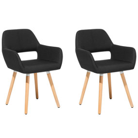 Dining Chair Set of 2 Fabric Black CHICAGO