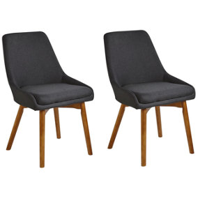 Dining Chair Set of 2 Fabric Black MELFORT