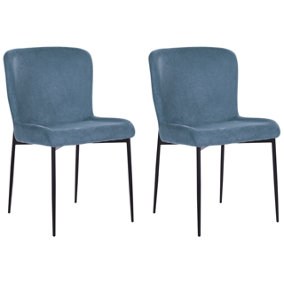 Dining Chair Set of 2 Fabric Blue ADA