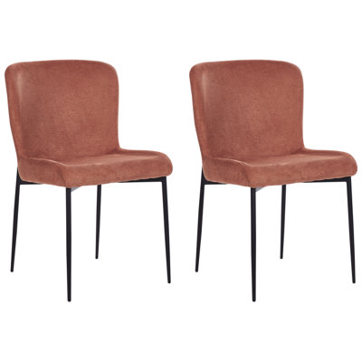 Dining Chair Set of 2 Fabric Brown ADA at B&Q