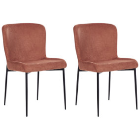 Dining Chair Set of 2 Fabric Brown ADA
