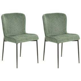 Dining Chair Set of 2 Fabric Dark Green ADA