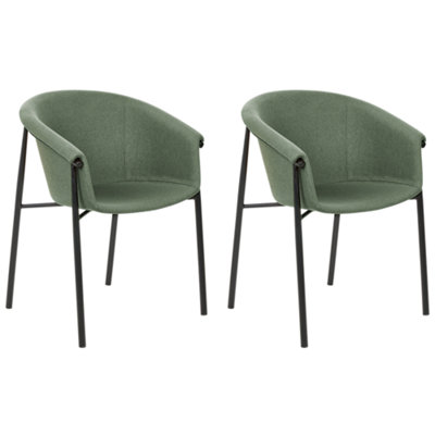 Dining Chair Set of 2 Fabric Dark Green AMES