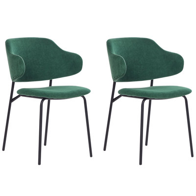 Dining Chair Set of 2 Fabric Dark Green KENAI