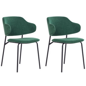 Dining Chair Set of 2 Fabric Dark Green KENAI