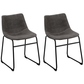 Dining Chair Set of 2 Fabric Dark Grey BATAVIA