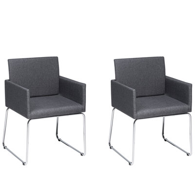 Dining Chair Set of 2 Fabric Dark Grey GOMEZ