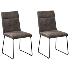 Dining Chair Set of 2 Fabric Dark Grey NEVADA
