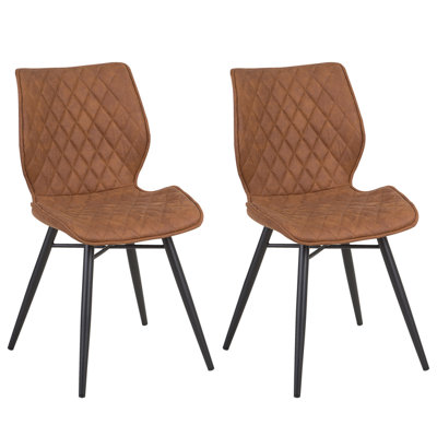 Dining Chair Set of 2 Fabric Golden Brown LISLE DIY at B&Q