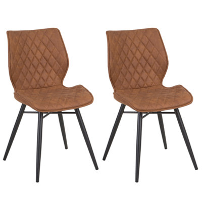 Dining Chair Set of 2 Fabric Golden Brown LISLE