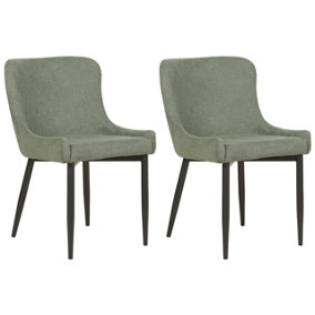Dining Chair Set of 2 Fabric Green EVERLY