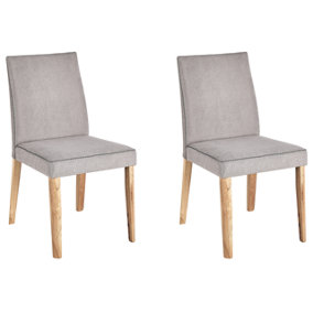 Dining Chair Set of 2 Fabric Grey PHOLA