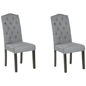 Dining Chair Set of 2 Fabric Grey SHIRLEY