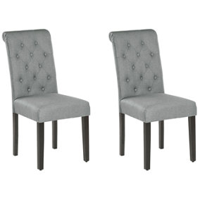 Dining Chair Set of 2 Fabric Grey VELVA