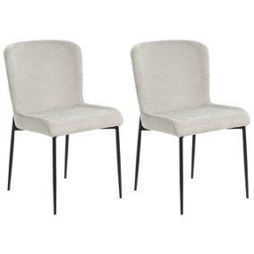 Dining Chair Set of 2 Fabric Light Grey ADA
