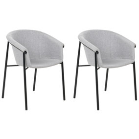 Dining Chair Set of 2 Fabric Light Grey AMES