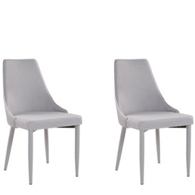Dining Chair Set of 2 Fabric Light Grey CAMINO