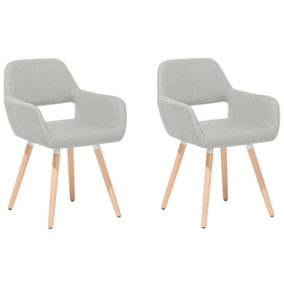 Dining Chair Set of 2 Fabric Light Grey CHICAGO