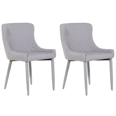 Dining Chair Set of 2 Fabric Light Grey SOLANO