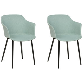 Dining Chair Set of 2 Fabric Mint Green ELIM