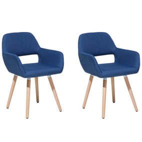 Dining Chair Set of 2 Fabric Navy Blue CHICAGO
