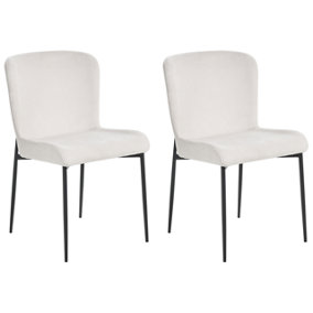 Dining Chair Set of 2 Fabric Off-White ADA
