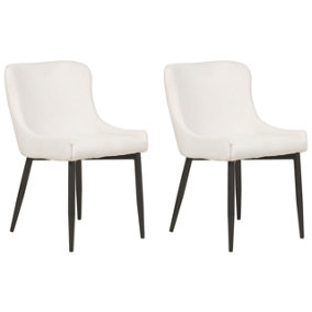 Dining Chair Set of 2 Fabric Off-White EVERLY