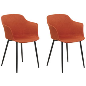 Dining Chair Set of 2 Fabric Orange ELIM
