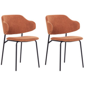 Dining Chair Set of 2 Fabric Orange KENAI