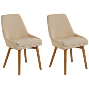 Dining Chair Set of 2 Fabric Sand Beige MELFORT
