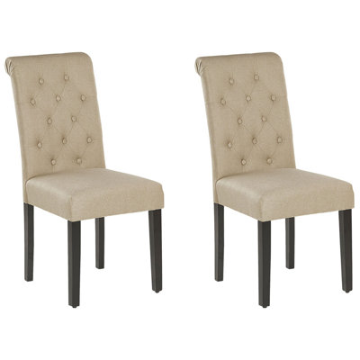 Dining Chair Set of 2 Fabric Sand Beige VELVA