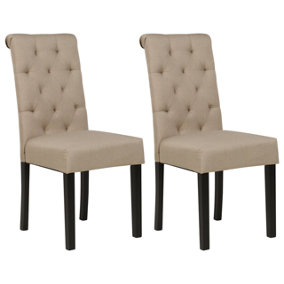 Dining Chair Set of 2 Fabric Taupe VELVA