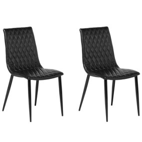 Dining Chair Set of 2 Faux Leather Black MONTANA