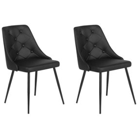 Dining Chair Set of 2 Faux Leather Black VALERIE