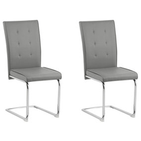 Dining Chair Set of 2 Faux Leather Grey ROVARD