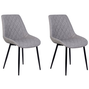 Dining Chair Set of 2 Faux Leather Light Grey MARIBEL