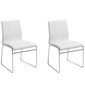 Dining Chair Set of 2 Faux Leather White KIRON