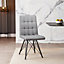 Dining Chair Set of 2 Grey Linen Fabric Dining Chairs with Metal Legs